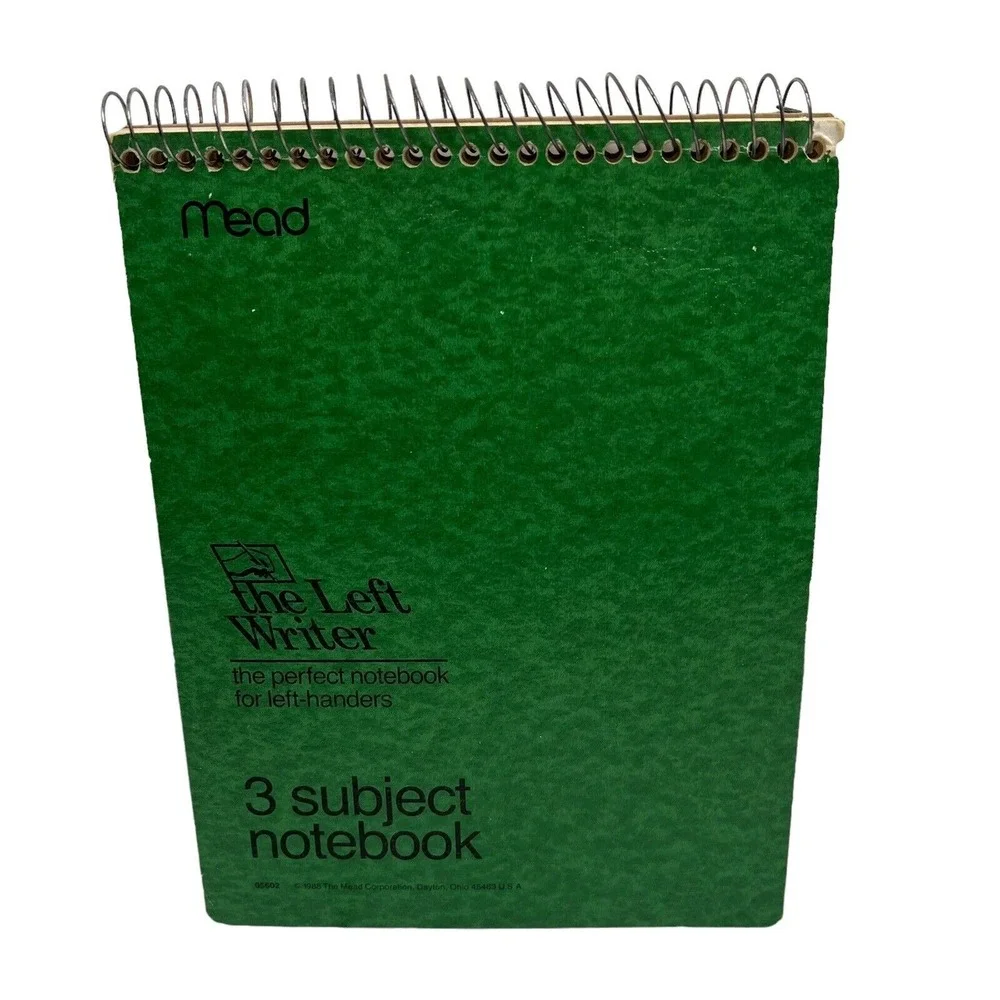 Mead 8x10.5 3 Subject Notebook The Left Writer Vintage 1988 05602 Green
